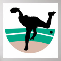 baseball pitcher silhouette design poster