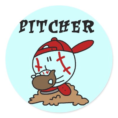Baseball Pitcher Tshirts and Gifts Round Stickers by toddlersplace