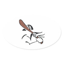 Baseball Player Oval Sticker