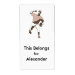 baseball player throwing vector graphic shipping label