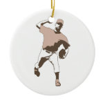 baseball player throwing vector graphic christmas ornaments