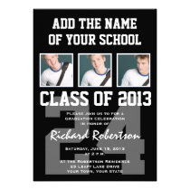 Baseball Player's Graduation with Uniform Number invitations