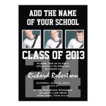 Baseball Player's Graduation with Uniform Number Custom Invites