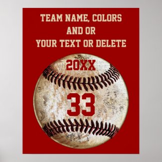 Baseball Posters, Team Colors, Team, Player's Name