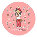 Baseball Princess Round Sticker