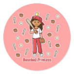Baseball Princess Round Sticker