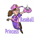 Baseball Princess T-shirt - A cute cartoon girl baseball player in a purple and pink baseball uniform and hat catches the ball in her glove - perfect for female baseball players of every age!