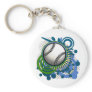 Baseball Punk Circles Blue Keychain