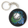 Baseball Punk Circles Blue Keychain