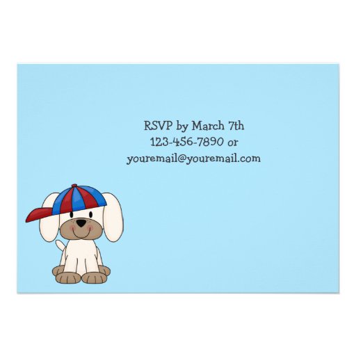 Baseball Puppy 1st Birthday Invitation for Boys