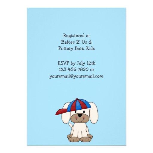 Baseball Puppy Baby Boy Shower Invitation