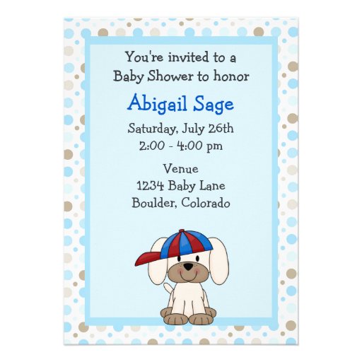 Baseball Puppy Baby Boy Shower Invitation