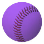 Baseball Purple Round Stickers