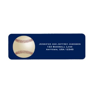 Baseball Return Address Labels on Dark Blue