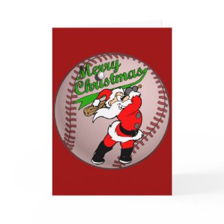 Baseball Santa Christmas 2 Greeting Card card