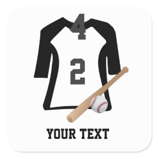 Baseball Shirt With Bat and Ball Name Tag Stickers