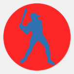 baseball silhouette round sticker