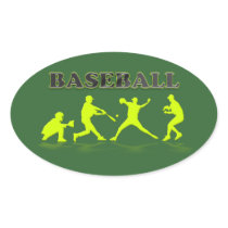 Baseball Silhouettes Oval Sticker