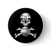 Baseball Skull and Bones Pin