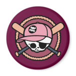 Baseball Skull & Crossbats -girls Magnets