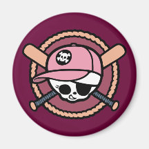 Baseball Skull & Crossbats -girls Magnets