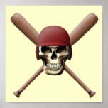 Baseball Skull & Crossed Bats Print