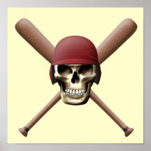 Baseball Skull & Crossed Bats Print