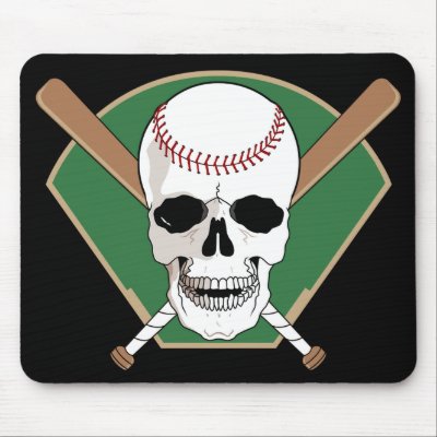 Baseball Skull mousepad by sports_tshirts