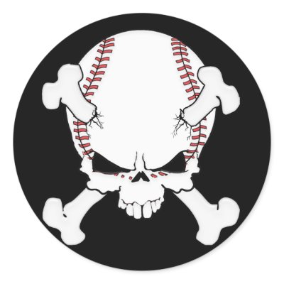 Baseball Skull Stickers by StargazerDesigns