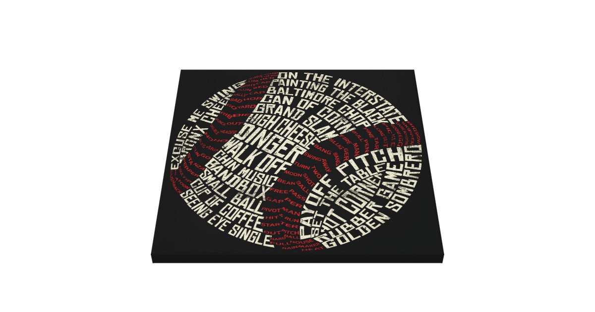 Baseball Slang Words Calligram Canvas Print Zazzle