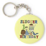 Baseball Slugger 1st Birthday Tshirts and Gifts Key Chain