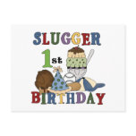 Baseball Slugger 1st Birthday Tshirts and Gifts Postcards