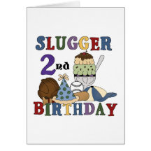 Baseball Slugger 2nd Birthday tshirts and Gifts Greeting Cards