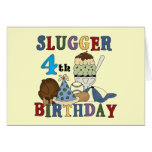 Baseball Slugger 4th Birthday Greeting Cards