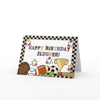 Baseball Slugger Birthday Cards by kids_birthdays