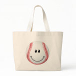 Baseball Smiley Face Tote Bag