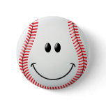 Baseball Smiley Face Pinback Buttons