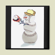 Baseball Snowman Christmas magnets