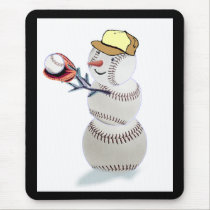 Baseball Snowman Christmas mousepads
