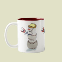 Baseball Snowman Christmas mugs
