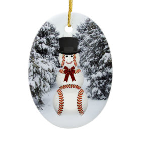 Baseball Snowman Ornament