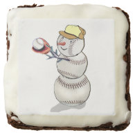 Baseball Snowman Square Brownie