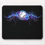 Baseball / Softball Butterfly Flower Blue Mousepad