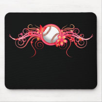 Baseball / Softball Butterfly Flower Pink Mousepad