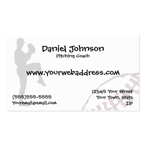 Baseball Sports Business Cards (front side)