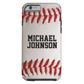 Baseball Sports Texture with Personalized Name iPhone 6 Case