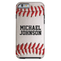 Baseball Sports Texture with Personalized Name Tough iPhone 6 Case