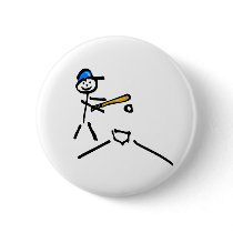 Baseball Stick Figure Pinback Buttons