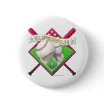 Baseball Superfan Pinback Button