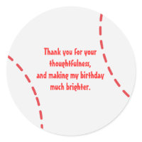 Baseball Thank You Stickers